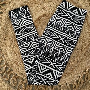 Leggings black & white geometric